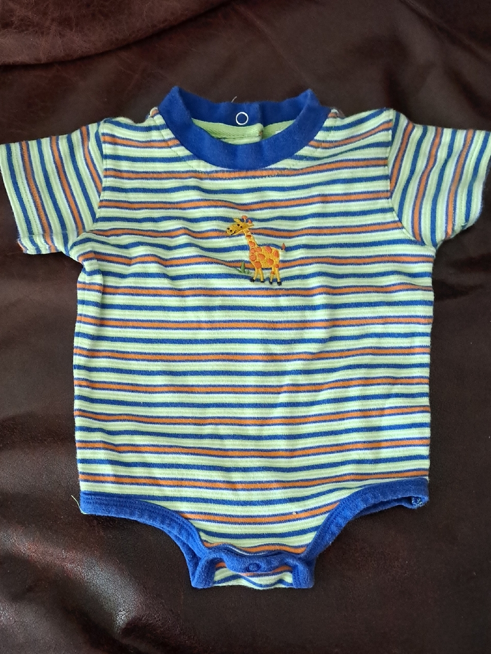 okie dokie Striped Baby Onesie in Blue, Green, Orange